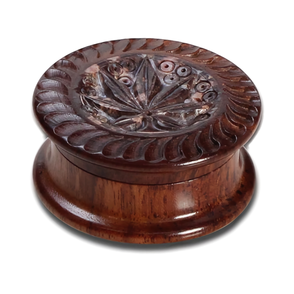 Grinder Rosewood Carved Leaf 40mm